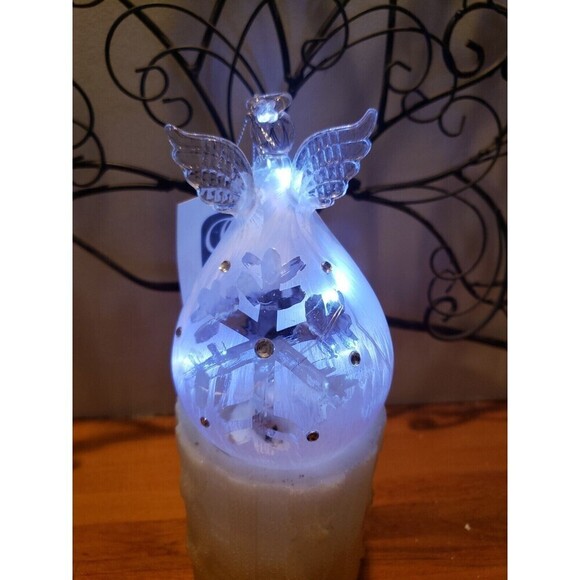 Light Up Beautifully Decorated LED Art Glass 5" Angel Ornament Praying. NWT. - Picture 3 of 7